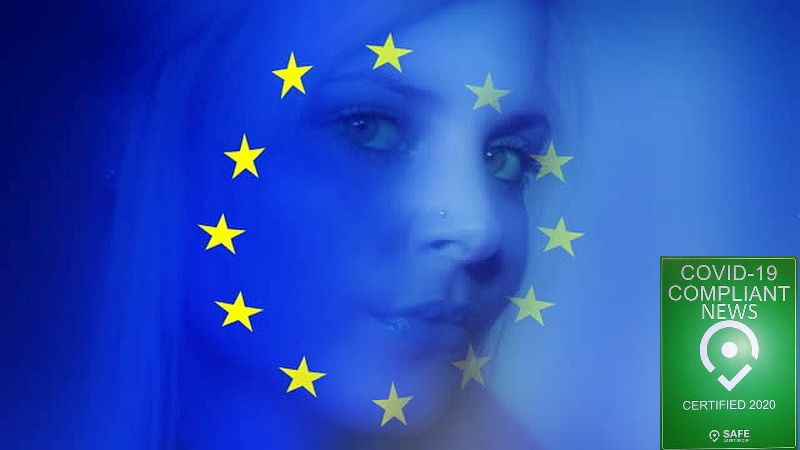 Woman and a European Union Flag