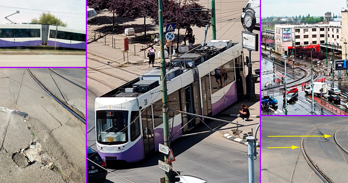 Investigație: Cauzele pentru care deraiază tramvaiele în curba de la Gara de Nord din Timișoara