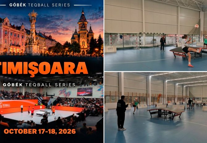 Imagini de la Góbék Teqball Series Timișoara, competiție internațională găzduită în sala UPT