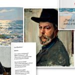 Colaj cu coperta și paginile albumului de artă Joaquín Sorolla în dialog cu poeții români