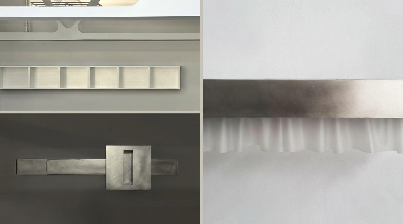 Colaj cu lucrări din prima expoziție personală a lui Bogdan Ciocodeică, The Real Me Is the Voice Inside My Head, la Kunsthalle Bega din Timișoara.